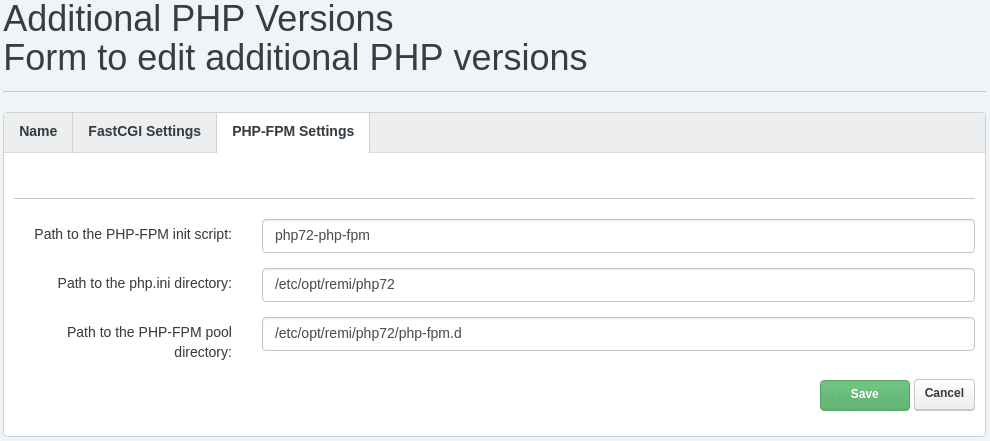 ispconfig add php php fpm settings